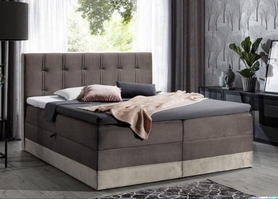 Veneti Čalouněná postel boxspring 120x200 MARYLIN - hnědá + topper ZDARMA