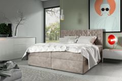 Veneti Postel boxspring s prošívaným čelem EUGENA - 180x200, béžová + topper ZDARMA