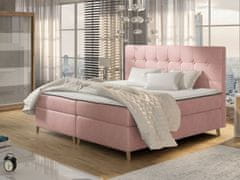 Veneti Boxspringová jednolůžková postel 120x200 SERAFIN - růžová + topper ZDARMA
