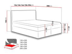 Veneti Hotelová jednolůžková postel 120x200 ROSENDO - šedá 1 + topper ZDARMA