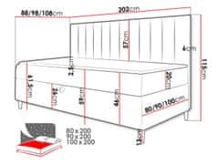 Veneti Kontinentální jednolůžková postel 90x200 ROCIO 2 - bílá ekokůže / šedá + topper ZDARMA