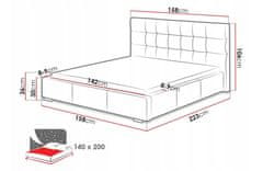 Veneti Postel s matrací a úložným prostorem 140x200 IRVINE 1 - hnědá ekokůže