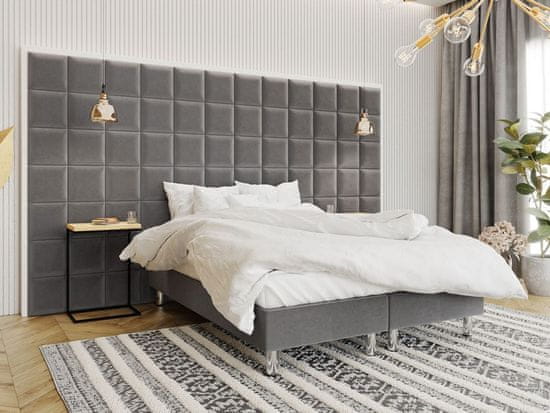 Veneti Čalouněná manželská postel 140x200 NECHLIN 2 - šedá + panely 30x30 cm ZDARMA