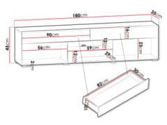 Veneti Televizní stolek s LED osvětlením CHIKAKO - lesklý bílý / bílý