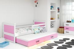 Veneti Dětská postel s přistýlkou bez matrací 90x200 FERGUS - bílá / růžová