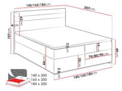 Veneti Hotelová manželská postel 180x200 SESKARO - černá / bílá ekokůže + topper ZDARMA