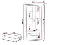 Veneti Vysoká vitrína s LED osvětlením ARIKA - 97 cm, dub sonoma