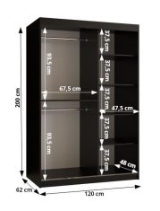 Veneti Prostorná šatní skříň s posuvnými dveřmi MARIEM 1 - šířka 120 cm, černá