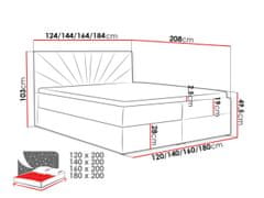 Veneti Boxspringová jednolůžková postel 120x200 TOMASA 4 - šedá + topper ZDARMA