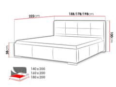 Veneti Čalouněná manželská postel 140x200 YADRA - černá ekokůže
