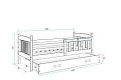Veneti Dětská postel s úložným prostorem bez matrace 90x200 BRIGID - bílá / modrá