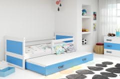 Veneti Dětská postel s přistýlkou bez matrací 90x200 FERGUS - bílá / modrá