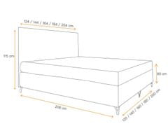 Veneti Boxspringová postel SHANNON - 140x200, béžová + topper ZDARMA