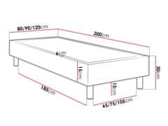 Veneti Čalouněná jednolůžková postel 90x200 NECHLIN 2 - šedá