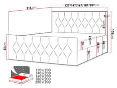 Veneti Boxspringová jednolůžková postel 120x200 SENCE 2 - béžovohnědá + topper ZDARMA