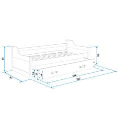 Veneti Dětská postel s přistýlkou a matracemi 90x200 GEORGINA - borovice / modrá