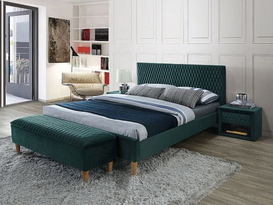 Veneti Čalouněná manželská postel NEVIO - 180x200 cm, zelená