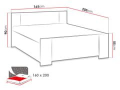 Veneti Manželská postel 160x200 CORTLAND 1 - dub zlatý / bílá ekokůže