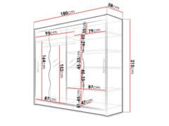 Veneti Šatní skříň 180 cm se zrcadlem a LED osvětlením FLORENCIO 10 - dub sonoma