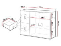 Veneti Kombinovaná komoda BASHIRA 1 - dub / bílá