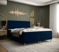 Veneti Kontinentální manželská postel ANGELES - 140x200, tmavě modrá