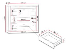 Veneti Prosklená komoda s LED osvětlením CHALAPATA - jasan světlý