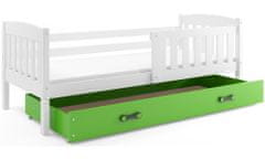 Veneti Dětská postel s úložným prostorem s matrací 90x200 BRIGID - bílá / zelená