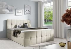 Veneti Manželská postel CHLOE - 140x200, béžová 1 + topper ZDARMA