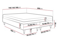 Veneti Manželská čalouněná postel s matrací 160x200 NECHLIN 5 - bílá ekokůže