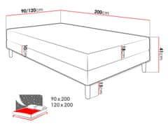 Veneti Jednolůžková čalouněná postel 90x200 PELLO 1 - tyrkysová