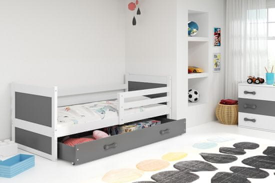 Veneti Dětská postel s úložným prostorem bez matrace 90x200 FERGUS - bílá / grafit