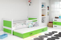 Veneti Dětská postel s přistýlkou bez matrací 90x200 FERGUS - bílá / zelená