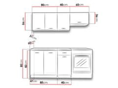 Veneti Kuchyňská linka s LED osvětlením 120/180 cm MILLA - dub artisan / černá