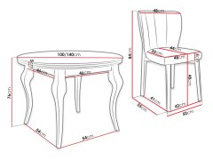 Veneti Rozkládací jídelní stůl 100 cm se 4 židlemi KRAM 2 - bílý / černý / krémový