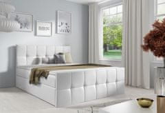 Veneti Manželská postel CHLOE - 140x200, bílá eko kůže + topper ZDARMA