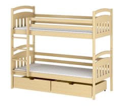 Veneti Dětská patrová postel s úložným prostorem LUCIE - 80x180, borovice