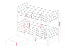 Veneti Dětská postel se šuplíky GABRIELA - 90x200, borovice