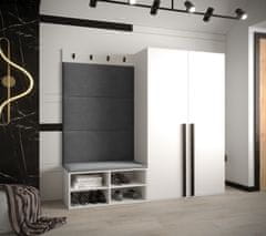 Veneti Předsíňový nábytek s čalouněnými panely HARRISON - bílý, šedé panely