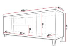 Veneti Televizní stolek s LED osvětlením BANTRY - bílý / lesklý bílý