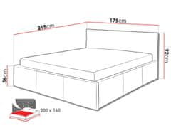 Veneti Manželská postel 160x200 CHEMUNG - černá ekokůže