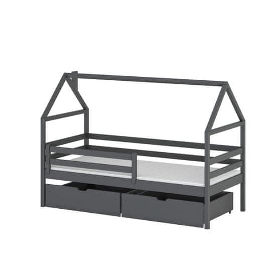 Veneti Dětská postel se šuplíky ALIA - 80x160, grafit