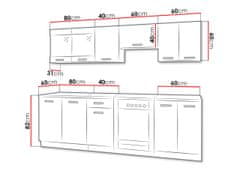 Veneti Moderní kuchyně 240/240 cm s LED osvětlením TAO 2 - černá / bílá