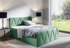 Veneti Manželská postel GISELA LUX - 140x200, zelená + topper ZDARMA
