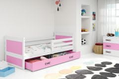 Veneti Dětská postel s úložným prostorem bez matrace 90x200 FERGUS - bílá / růžová