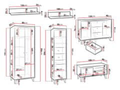 Veneti Obývací sestava s bílým LED osvětlením ALBANY 3 - matná bílá / dub san remo