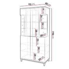 Veneti Vitrína do obývacího pokoje ANINA - šířka 90 cm, bílá / černá