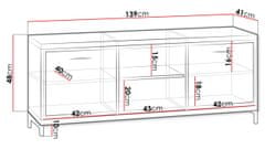 Veneti Televizní stolek s LED osvětlením SUCRE 1 - ořech hikora / černé nožky