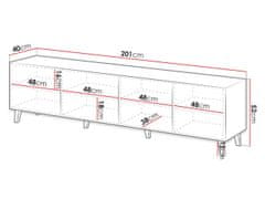 Veneti TV stolek 200 cm CRATO - bílý