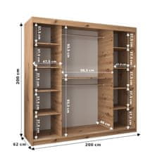 Veneti Šatní skříň ENNI - šířka 200 cm, bílá