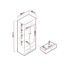 Veneti Kombinovaná šatní skříň 80 cm CHIMA 1 - dub artisan / bílá